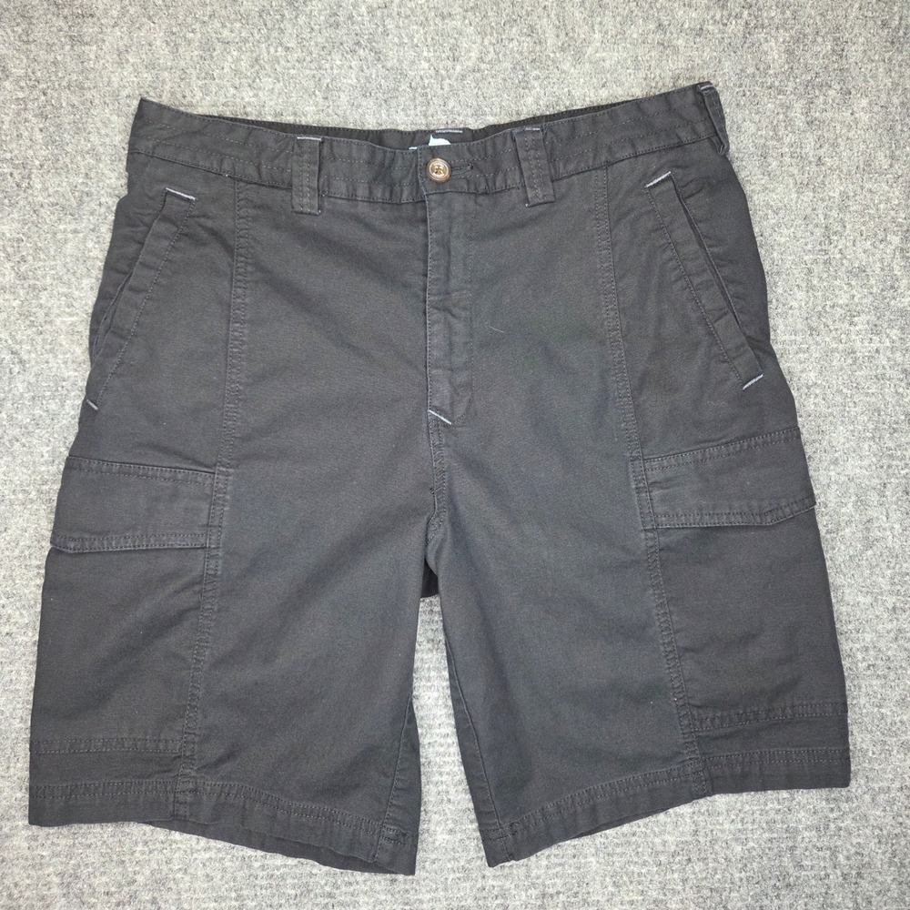 Tommy Bahama Mens Black Cargo Shorts Cotton Tencel Stretch Size 33 Marlin Logo